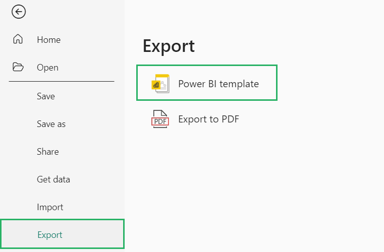 Export Power BI template