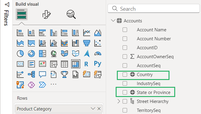 2 Globe icon in Fields pane