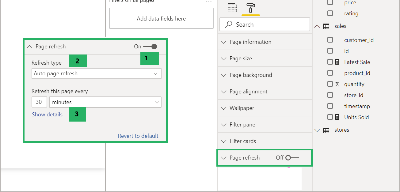 Refresh button for Power BI data