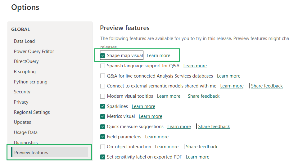 Shape map visual checked