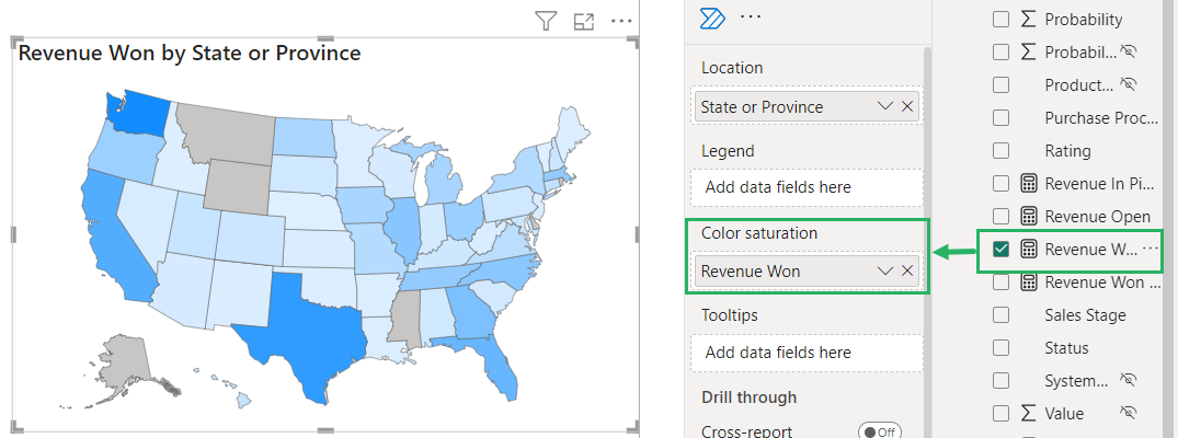 36 Shape map colored in Power BI