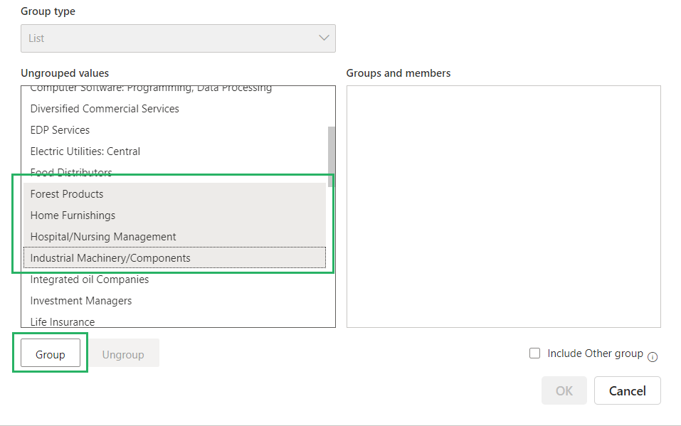 grouping different values in power bi course