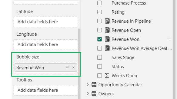 9 Data measure to the Bubble Size field